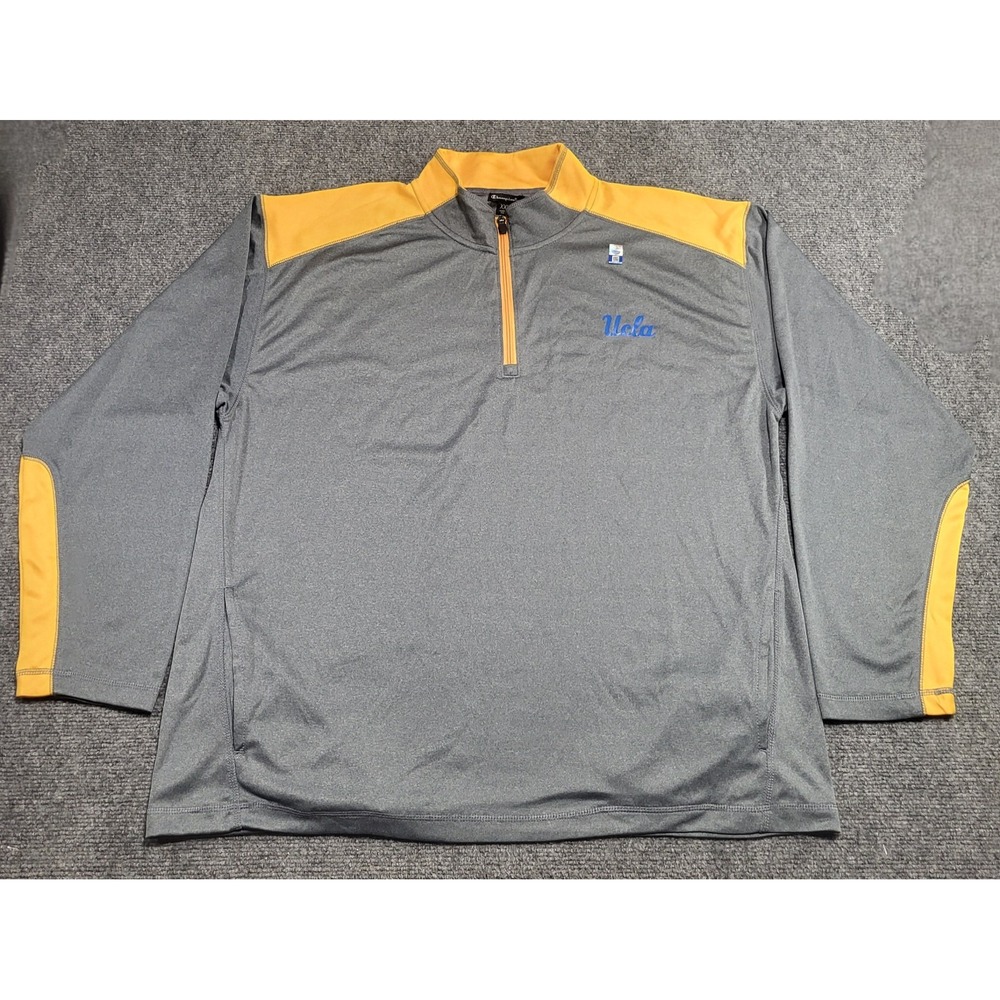 UCLA Bruins Champion 1/4 Zip Athletic Gray Yellow Pullover Sweater Men's Sz 2XL